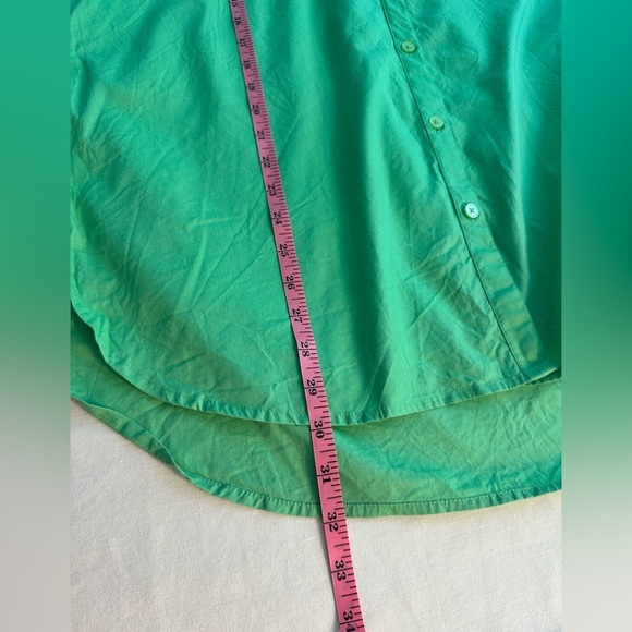 Loft Oversized Cotton Blend Button Down Pretty Green Size Large - Picture 6 of 9